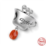 925 Silver London Bus Hand Grinder Coffee Tea Cross Cup Bead Charm Bracelet