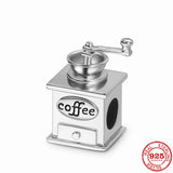 925 Silver London Bus Hand Grinder Coffee Tea Cross Cup Bead Charm Bracelet