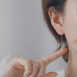 925 Silver Long Chain 70cm Threaded Earrings Women's Jewelry