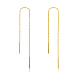 925 Silver Long Chain 70cm Threaded Earrings Women's Jewelry