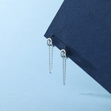 925 Silver Long Tassel Hoop Earrings For Women Piercing Circle Earrings
