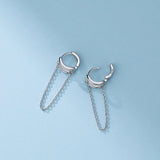 925 Silver Long Tassel Hoop Earrings For Women Piercing Circle Earrings