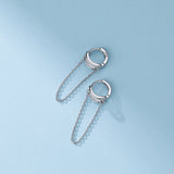 925 Silver Long Tassel Hoop Earrings For Women Piercing Circle Earrings