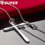 925 Silver Cross Pendant Necklace 16-30 Inch Chain Wedding Engagement Jewelry