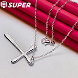925 Silver Cross Pendant Necklace 16-30 Inch Chain Wedding Engagement Jewelry