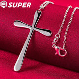 925 Silver Cross Pendant Necklace 16-30 Inch Chain Wedding Engagement Jewelry