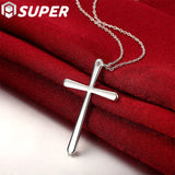 925 Silver Cross Pendant Necklace 16-30 Inch Chain Wedding Engagement Jewelry