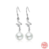 925 Silver Curved Pearl Drop Earrings for Women Wedding Party Gift