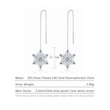 925 Silver Drop Earrings Spinel Snowflake Ear Line Women Christmas Gift