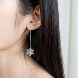 925 Silver Drop Earrings Spinel Snowflake Ear Line Women Christmas Gift
