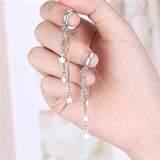 925 Silver Long Tassel Star Earring Women Jewelry Wedding Gift