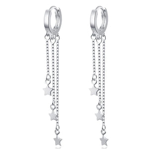 925 Silver Long Tassel Star Earring Women Jewelry Wedding Gift