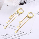 925 Silver Long Tassel Star Earring Women Jewelry Wedding Gift