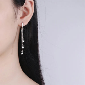 925 Silver Long Tassel Star Earring Women Jewelry Wedding Gift