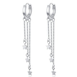 925 Silver Long Tassel Star Earring Women Jewelry Wedding Gift