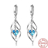 925 Silver Crystal Love Earrings Charm Jewelry