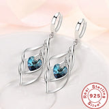925 Silver Crystal Love Earrings Charm Jewelry