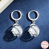 925 Silver Cat'S Eye Wavy Water Drop Earrings Gift