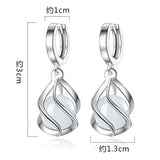 925 Silver Cat'S Eye Wavy Water Drop Earrings Gift