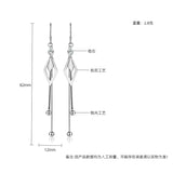 925 Silver Tassel Zircon Long Earrings Women's Jewelry