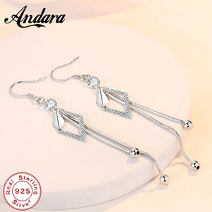 925 Silver Tassel Zircon Earrings for Women's Jewelry