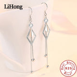 925 Silver Tassel Zircon Long Earrings Women's Jewelry