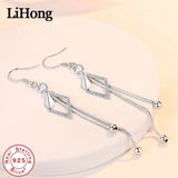 925 Silver Tassel Zircon Long Earrings Women's Jewelry