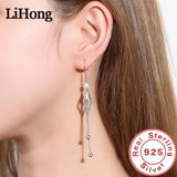 925 Silver Tassel Zircon Long Earrings Women's Jewelry
