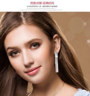 925 Silver Long Earrings Lovely Christmas Gift Women Jewelry