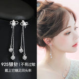 925 Silver Long Earrings Women Christmas Gift Jewelry Pendientes Plata 925