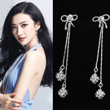 925 Silver Long Earrings Women Christmas Gift Jewelry Pendientes Plata 925