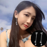 925 Silver Long Earrings Women Christmas Gift Jewelry Pendientes Plata 925