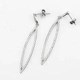 925 Silver Long Earrings CZ Stones Geometric Shape Ethnic Sterling Earrings