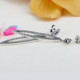 925 Silver Long Earrings CZ Stones Geometric Shape Ethnic Sterling Earrings