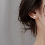 925 Silver Heart Tassel Earrings Love Ear Line for Women