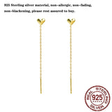 925 Silver Heart Tassel Earrings Love Ear Line for Women