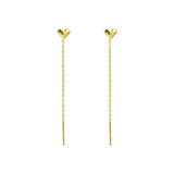 925 Silver Heart Tassel Earrings Love Ear Line for Women