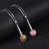 925 Silver Tiger Eye Rhodochrosite Pendant Necklace