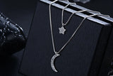 925 Sterling Silver Star Moon Pendant Choker Necklace for Women