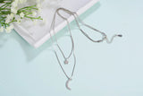 925 Sterling Silver Star Moon Pendant Choker Necklace for Women