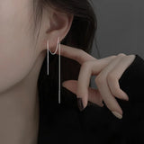 925 Silver Tassel Chains Drop Earrings for Women Girl Party Jewelry