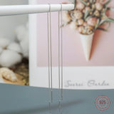 925 Silver Tassel Chains Drop Earrings for Women Girl Party Jewelry