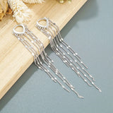 925 Sterling Silver Tassel Cuff Earring Fine Jewelry For Women Wedding