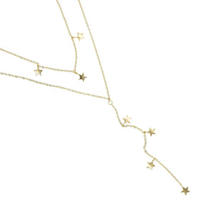 925 Silver Star Pendant Necklace Double Layer Chain Choker