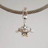 925 Sterling Silver Long-eared Dog Dangle Pendant Charm