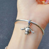 925 Silver Long-eared Dog Dangle Charm for European Bracelet