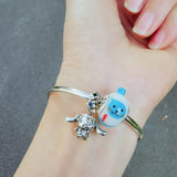 Sterling Silver Long-eared Dog Dangle Charm for European Bracelet