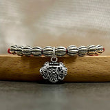 925 Silver Longevity Lock Charm Bracelet Red Thread Fine Jewelry