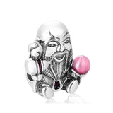 925 Silver Longevity Pearl Chinese Style Charm Bead for Bracelet Necklace
