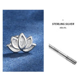 925 Silver Lotus Flower Stud Earrings for Women Elegant Piercing Jewelry